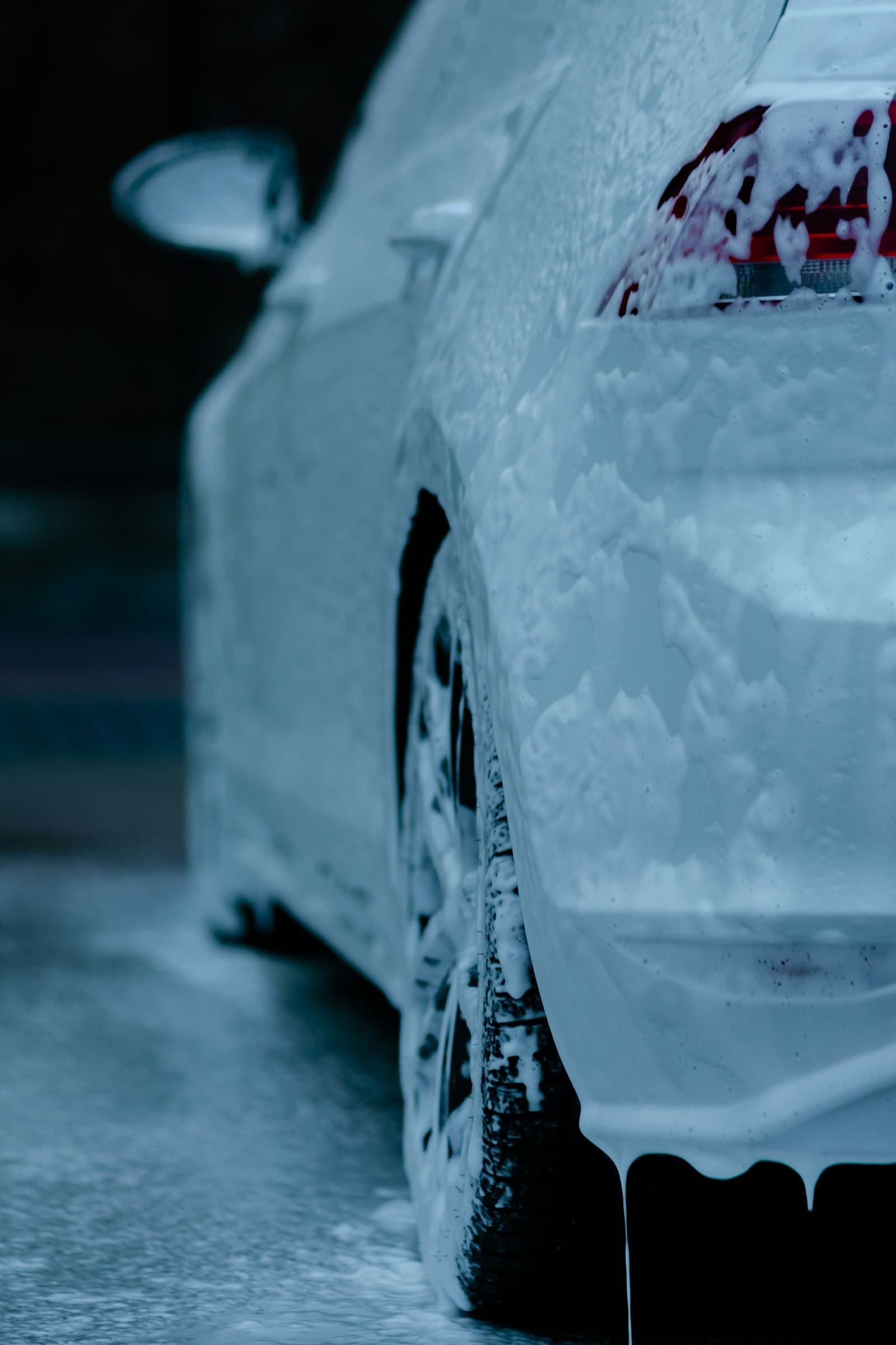 Water beading on a ceramic-coated car surface